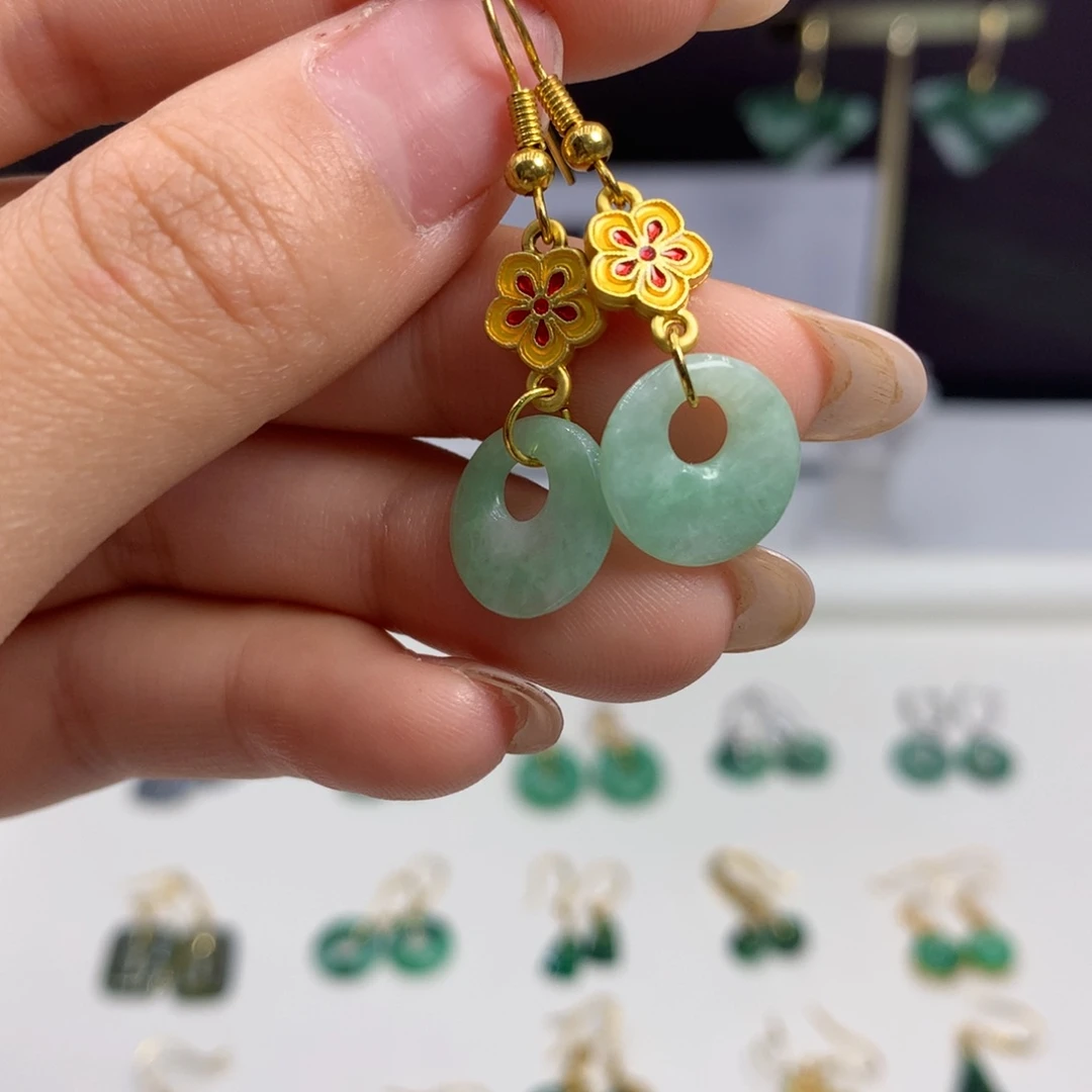 翡翠未镶嵌耳饰耳饰