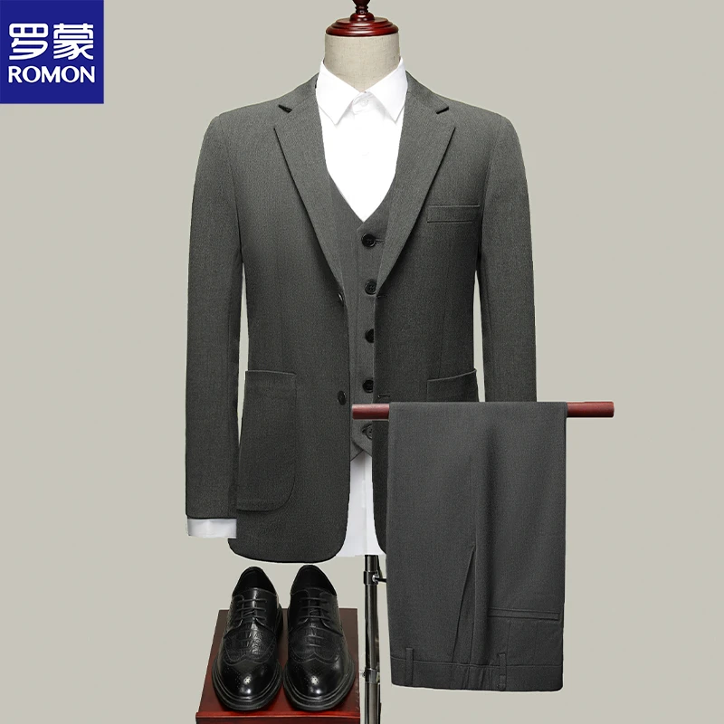 罗蒙春秋冬款高级职业高档礼服西装婚礼外套套装新郎男款结婚西服