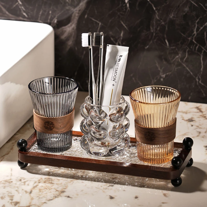 2个高档轻奢玻璃漱口杯简约洗漱杯卫生间牙缸杯刷牙的杯子牙缸杯