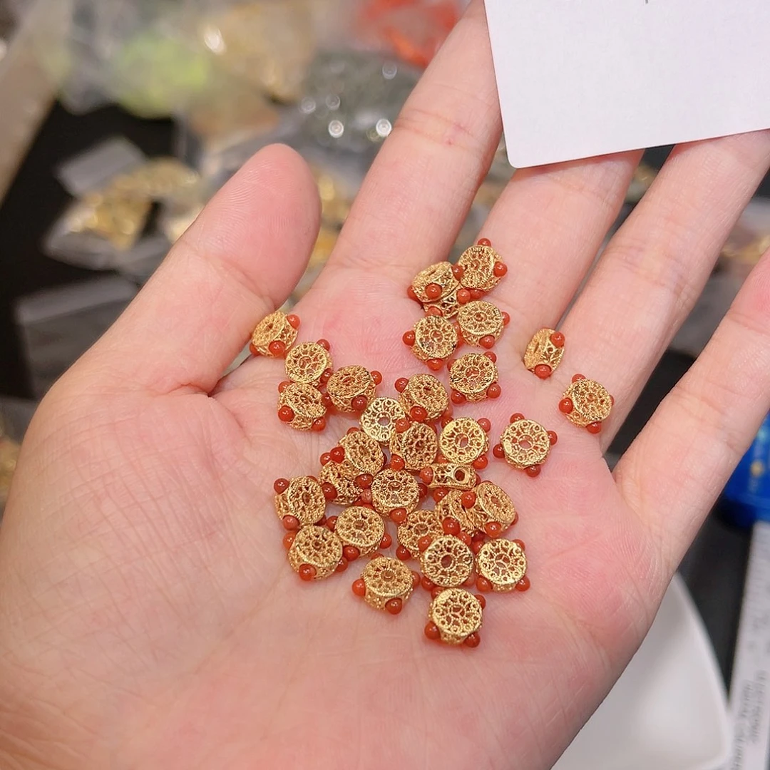 玛瑙/玉髓银S925镀金镶嵌珠宝半成品216