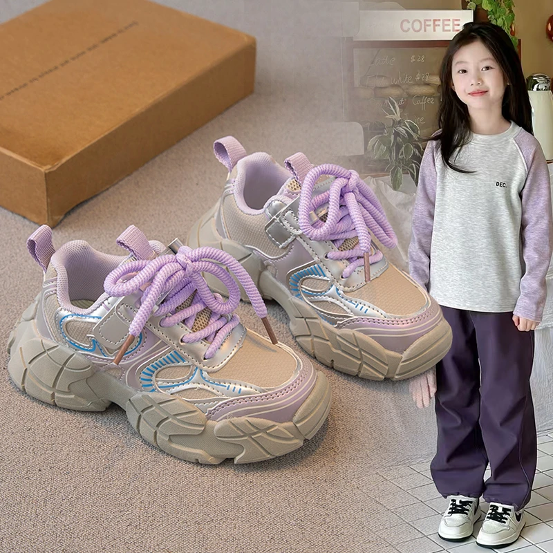 ABC儿童运动鞋2025春秋新款学生女童老爹鞋软底休闲跑步鞋中大童