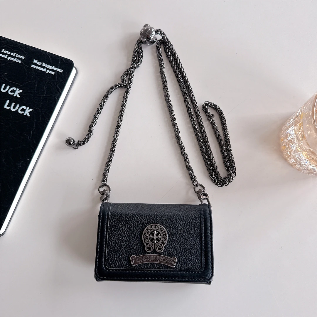 斜挎链条新款十字架耳机包卡包零钱包欧美立体金标克罗心小包时尚