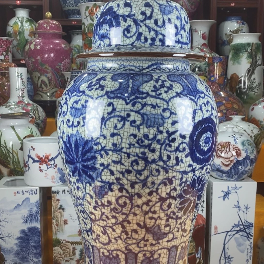 超***哥摆件陶景德镇陶瓷将军罐