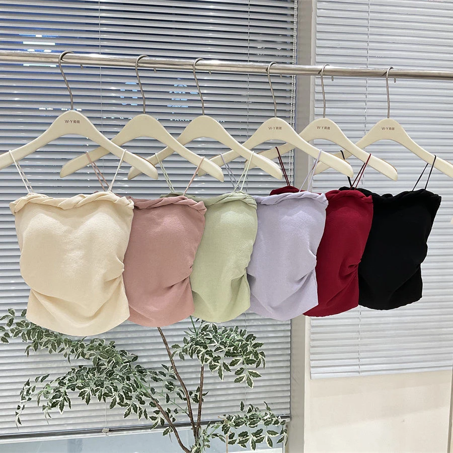 针织吊带背心女麻花带胸垫显瘦时尚款设计感上衣纯色夏季网红内搭