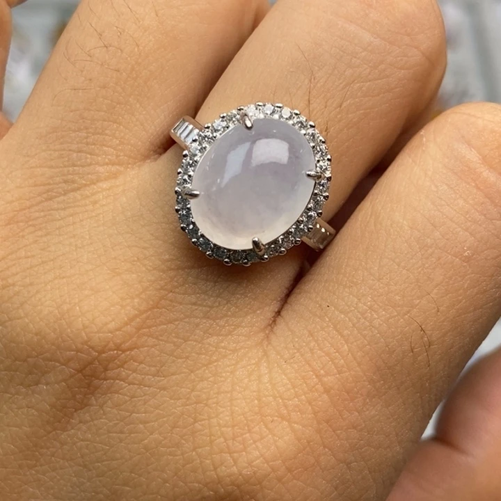 翡翠戒指银S925镶嵌戒指