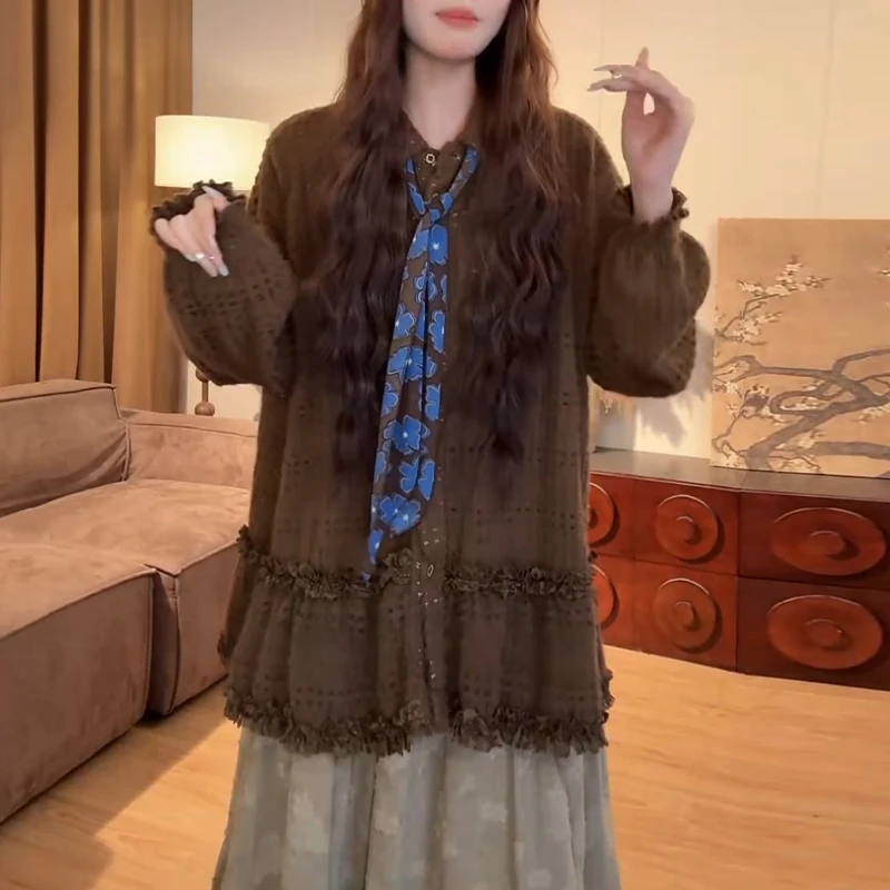 韩系翻领衬衫2025秋季新款纯色百搭时尚洋气休闲通勤气质通勤上衣