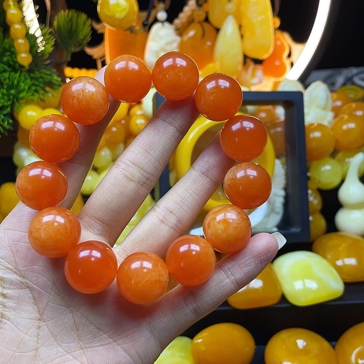 ༄***༣非金属蜜糖红手串全品无瑕