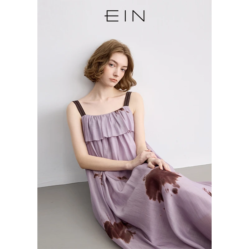 EIN/言【商场同款】回溯旧时光扎染吊带裙宽肩带设计25年夏款