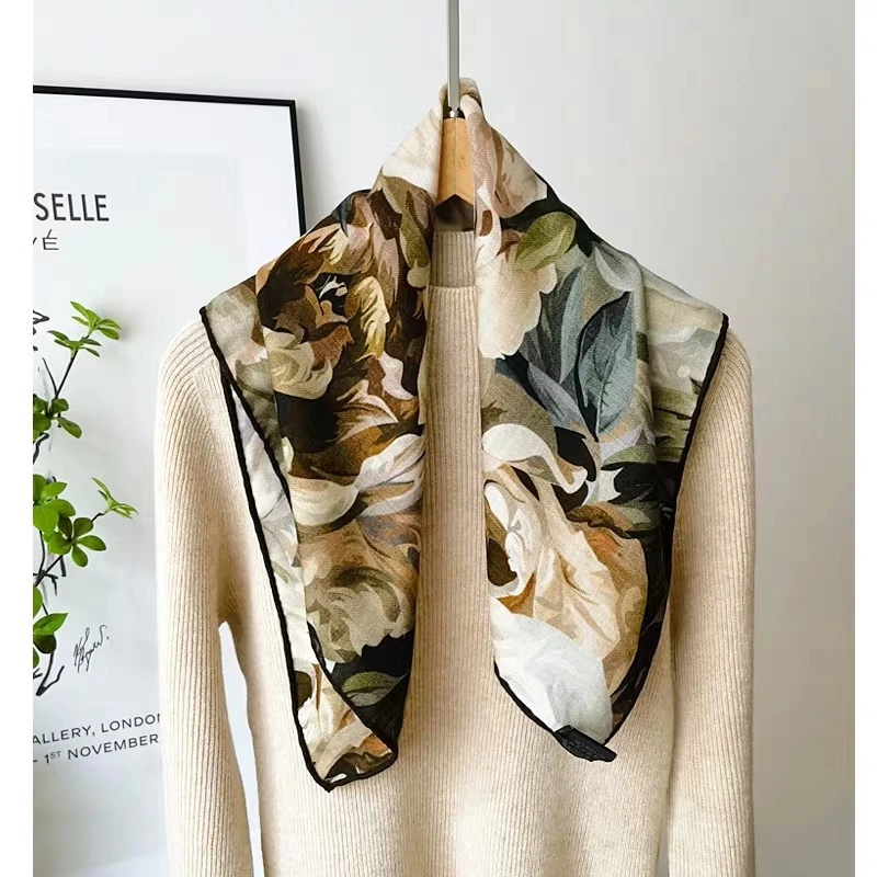 1965玫瑰咖啡90*90丝巾