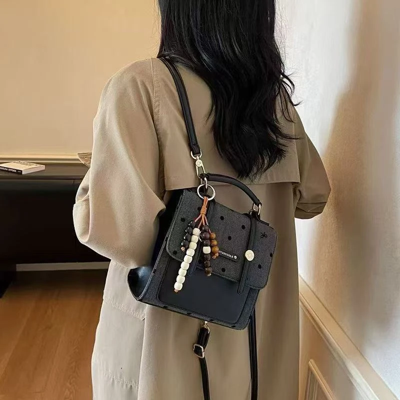 女包2025新款休闲百搭时尚潮流斜挎波点设计通勤手提双肩包-邮