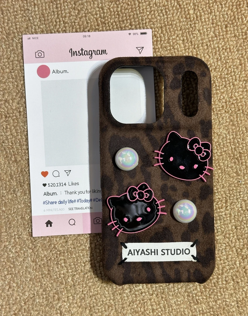 复古韩系豹纹蝴立体蝶结猫咪适用iphone16pro手机壳苹果17pro新款