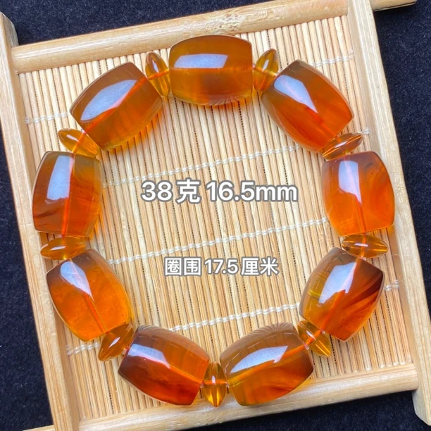 【小伊琥珀】38克果冻料暖橘色桶珠手串