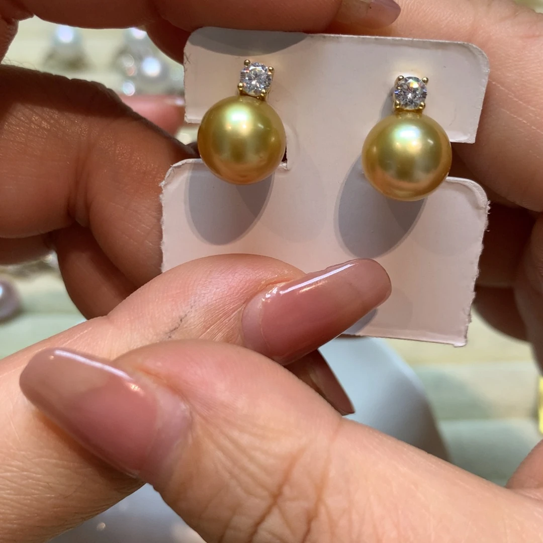 海水珍珠耳饰银S925镶嵌