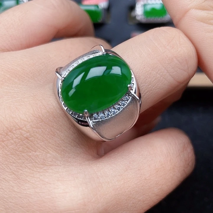 抚***厂翡翠银S925镶嵌戒指编号3880没运费险