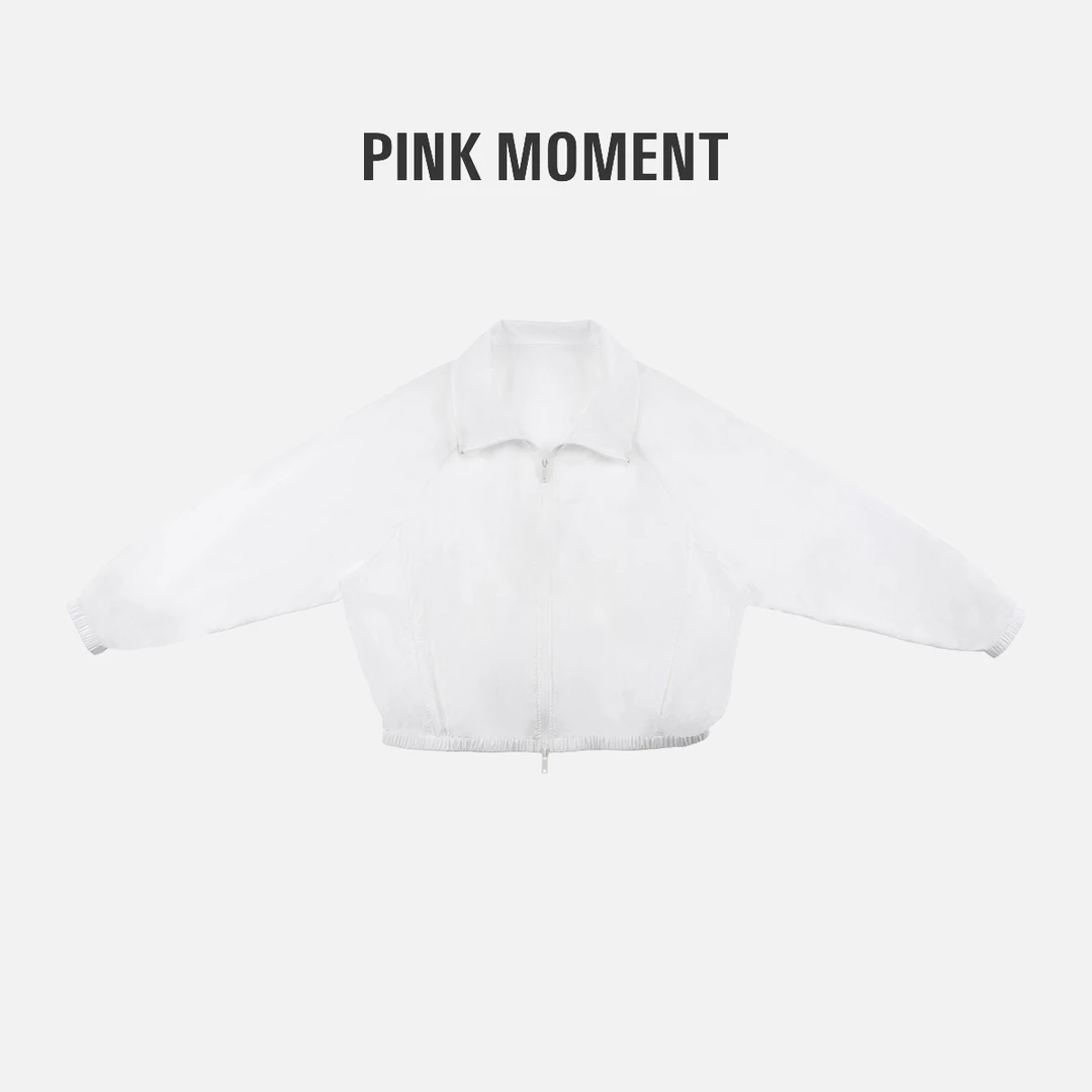 PM王囡囡 白色翻领拉链收腰外套 ND1A0141