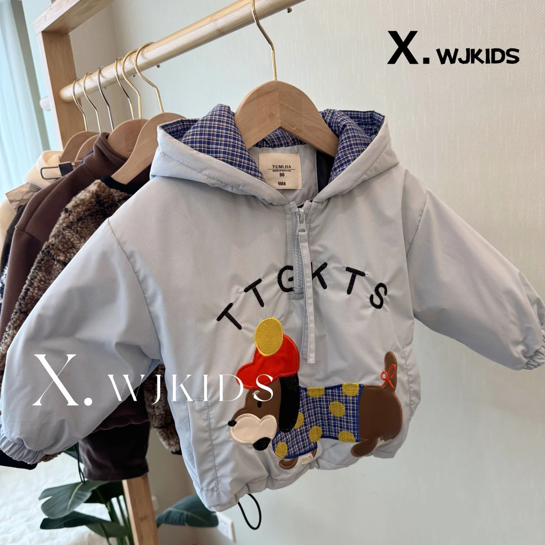 2025新款冬季儿童韩版潮流帅气棉服加厚休闲连帽外套带帽男童宝宝