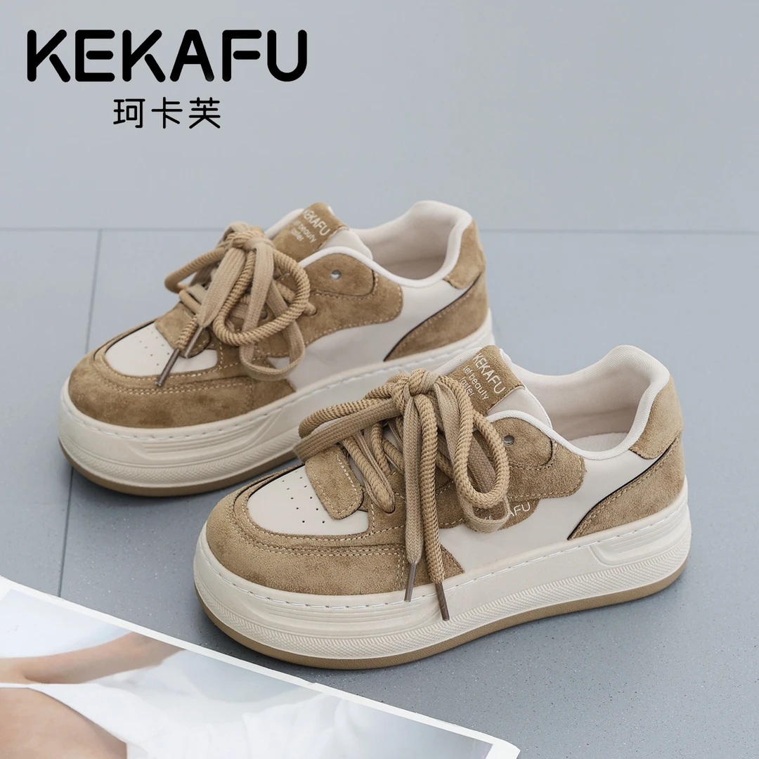 KEKAFU/珂卡芙2025秋季时尚百搭板鞋厚底舒适轻便休闲鞋流光风女