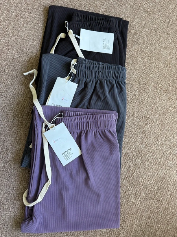 冰丝针织垂感窄版直筒阔腿裤女夏季薄款休闲长裤