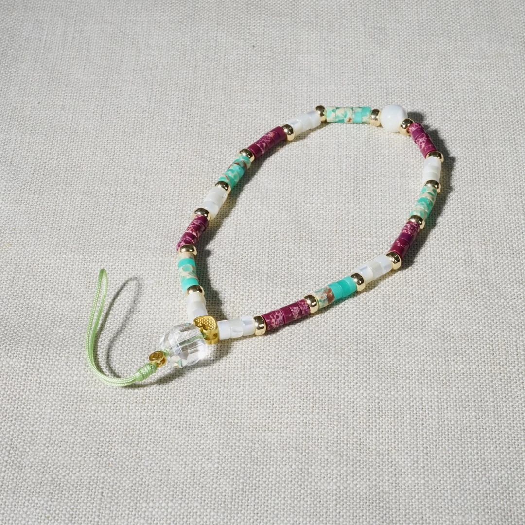 星海流光珍珠贝手机链 手工时尚简约彩色短款创意防丢