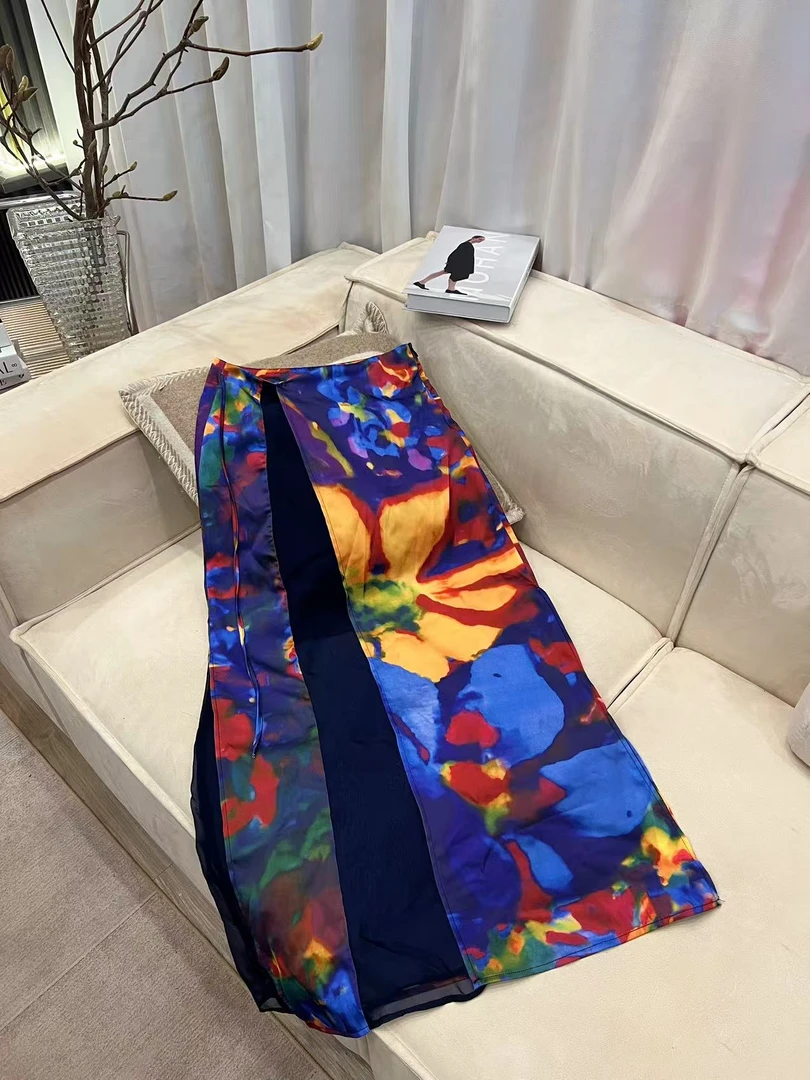 紫色向日葵轻奢款复古半身裙气质时尚女士