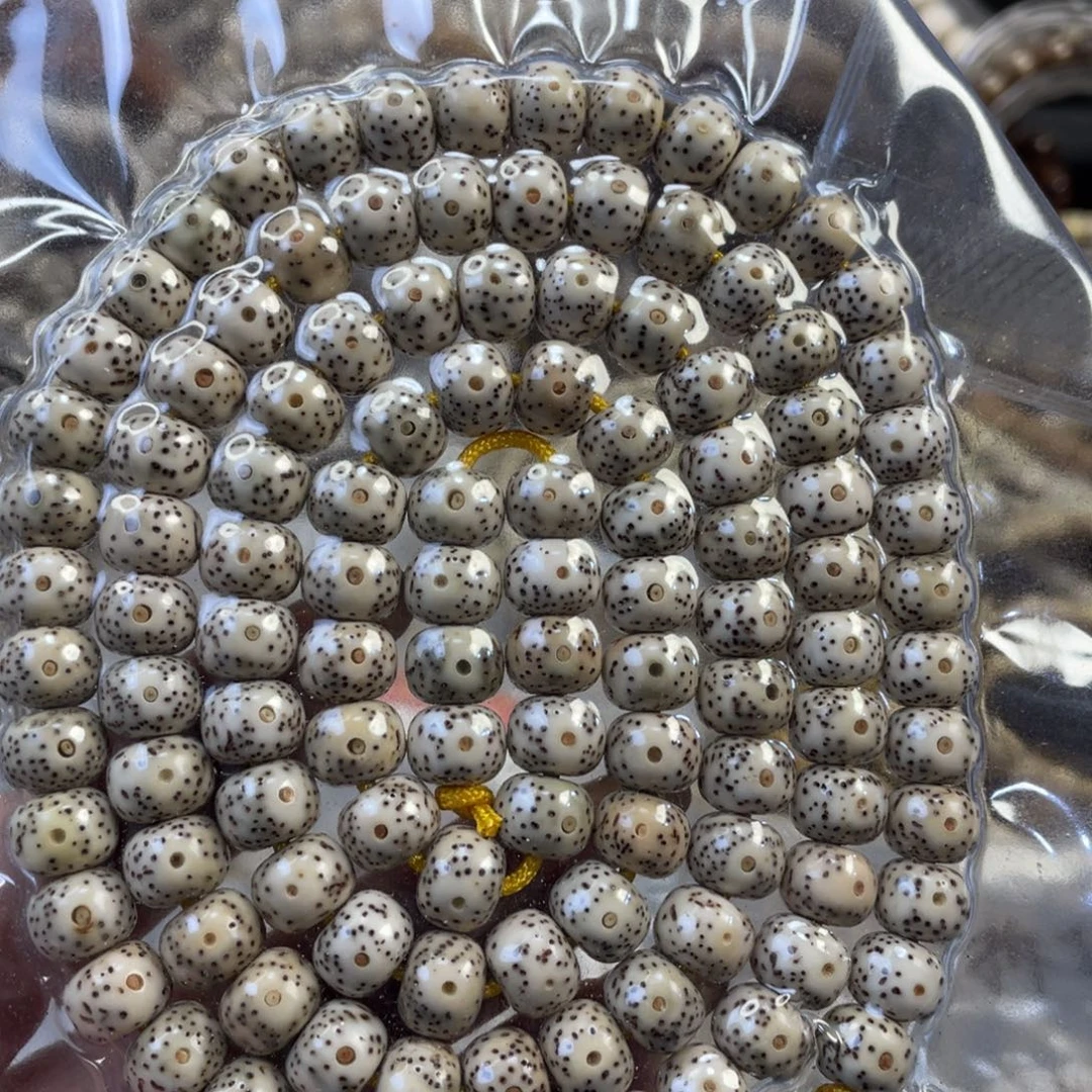 吊坠星月菩提石玉料青花藏式桶珠尺寸9