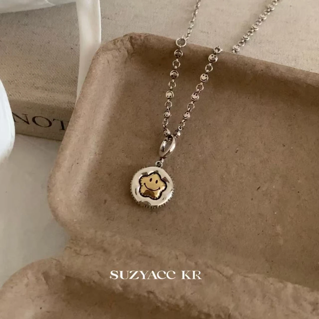 Suzyacc Kr 坠链均925银 925银笑脸太阳花项链X1110
