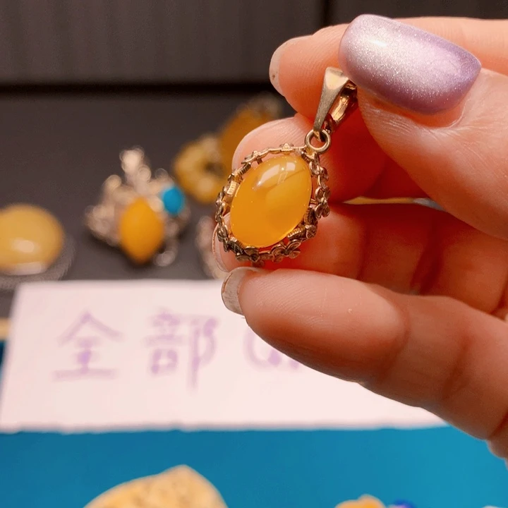 琥珀颈饰银S925镶嵌波兰设计款琥珀蜜蜡
