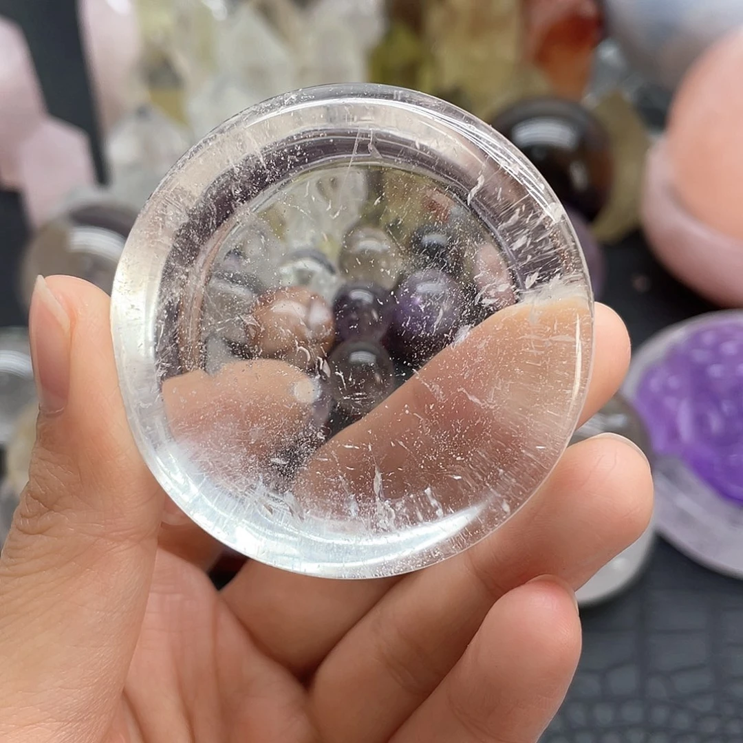 未镶嵌珠宝半成品水晶88白水晶圆盘底座无裂