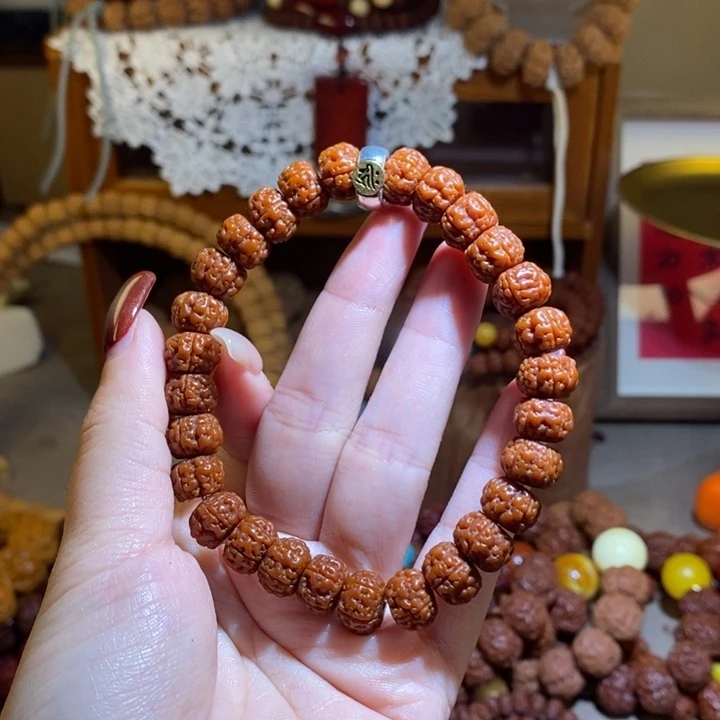 金刚菩提手串105玉华纯血老树王单圈爆肉一物