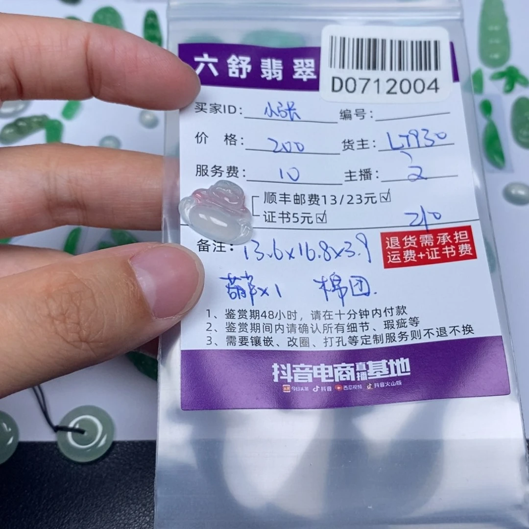 小***意翡翠挂件未镶嵌D0712004