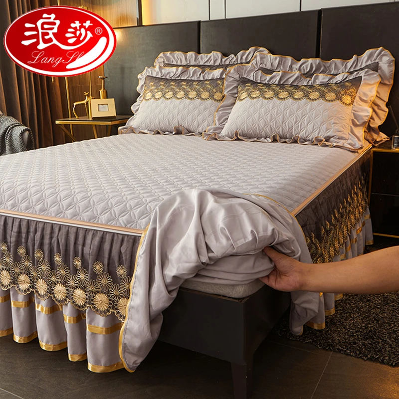 【浪莎品牌】高档轻奢床笠床裙二合一床罩四季通用床盖带裙边床围裙