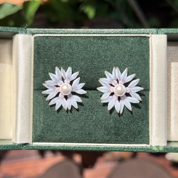 雪花胖绒耳饰 耳钩 非遗胖绒条手工耳饰