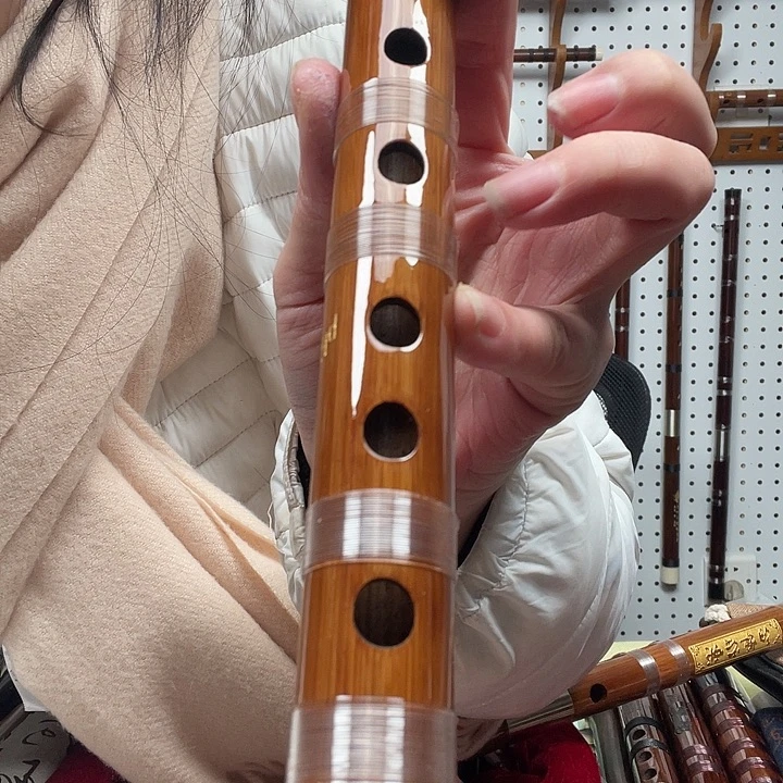 苦竹白铜双插笛子