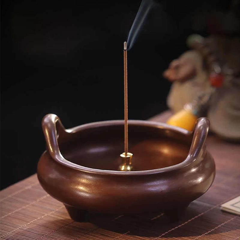 仿古黄铜三足宣德炉乔耳炉冲耳炉家用室内香炉香薰炉摆件礼工艺品