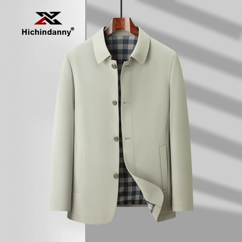 HICHIN男士运动茄克春秋季翻领休闲夹克外套免烫抗皱商务时尚男装