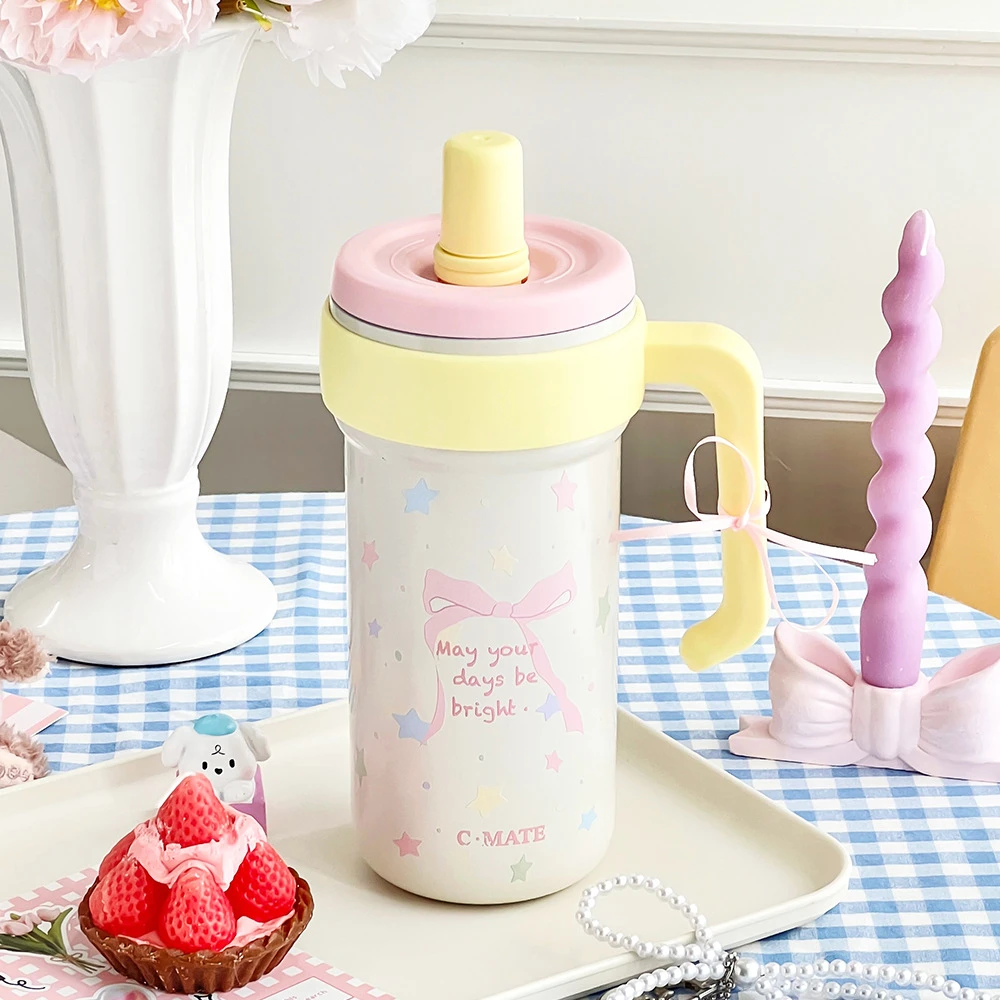 新款陶瓷巨无霸保温杯316大容量带手柄便携吸管杯