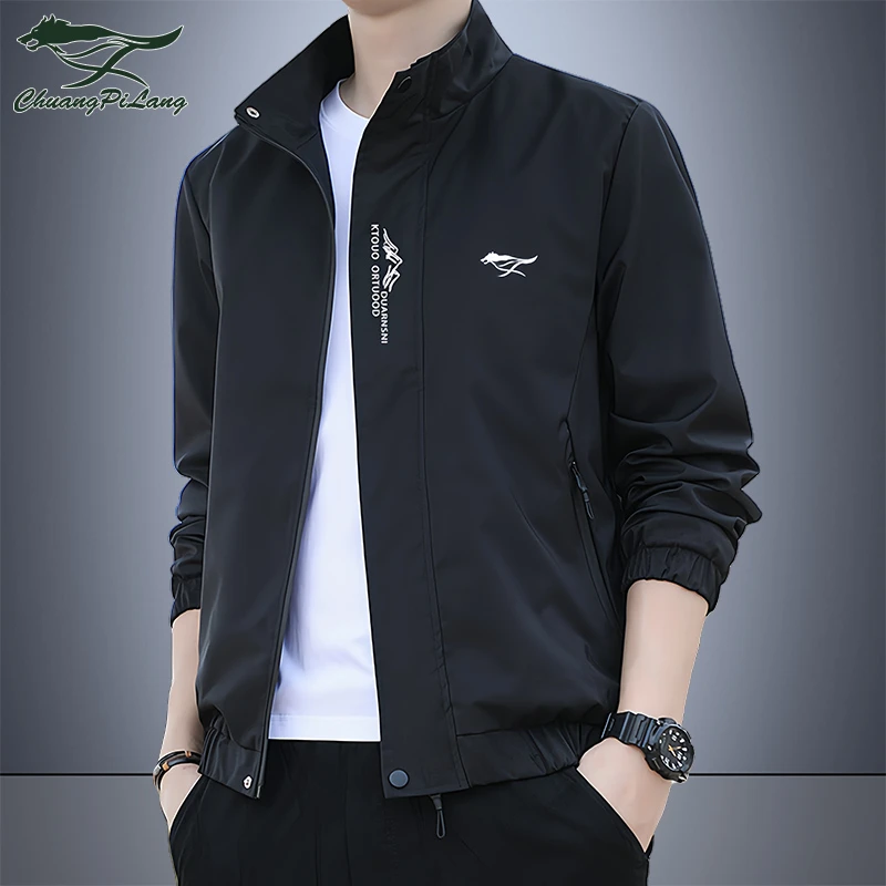 品牌男士夹克春季新款韩版时尚百搭潮流立领薄款茄克外套上衣服男