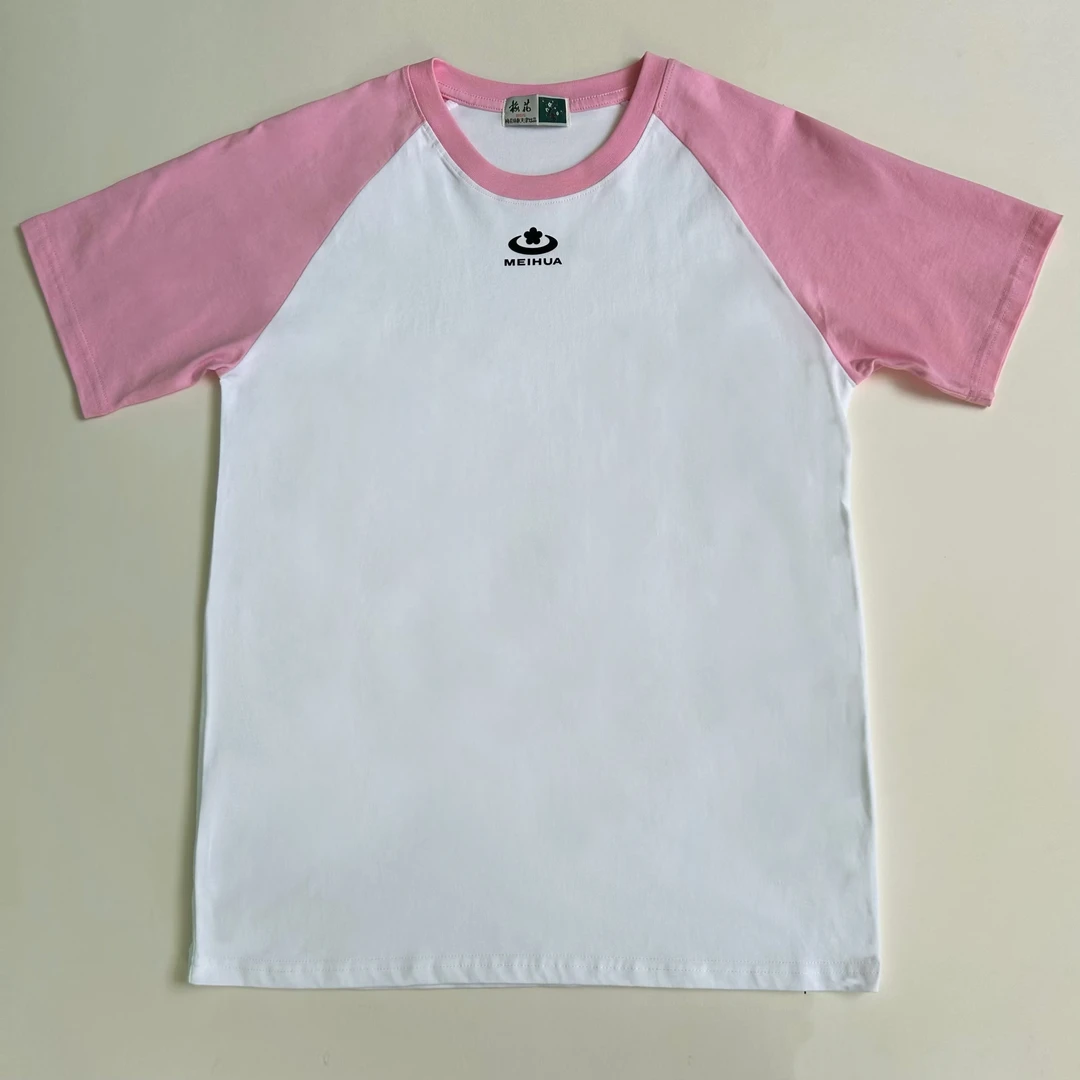 meihua梅花新款插肩短袖简约纯棉透气百搭男女同款休闲夏季圆领