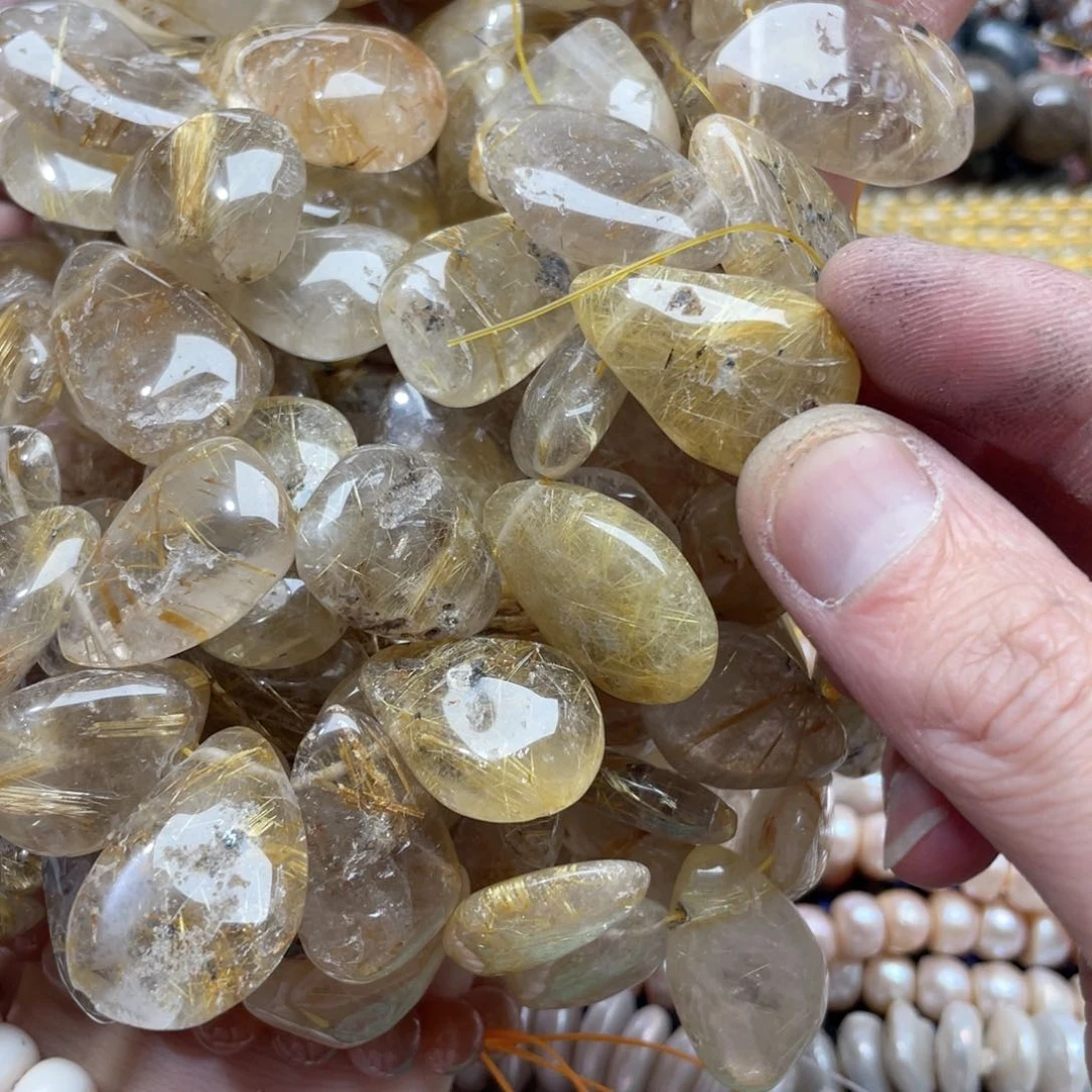 玛瑙/玉髓合金珠宝半成品一条钛晶原石水滴