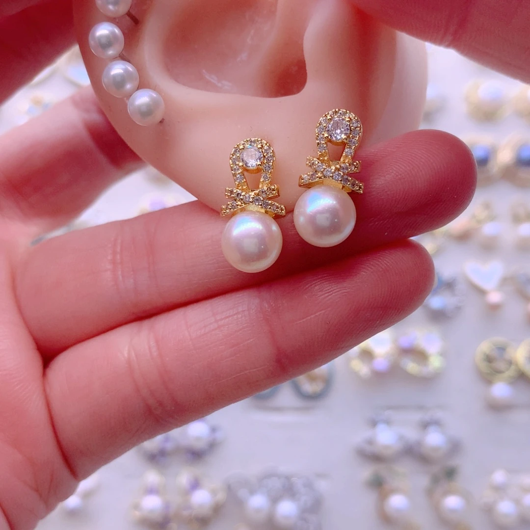 合金淡水珍珠耳饰