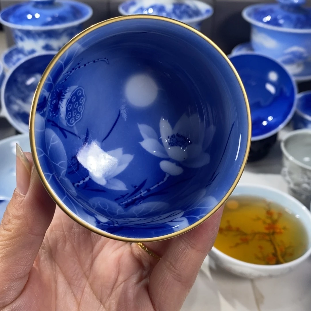 青花荷花主人杯杯
