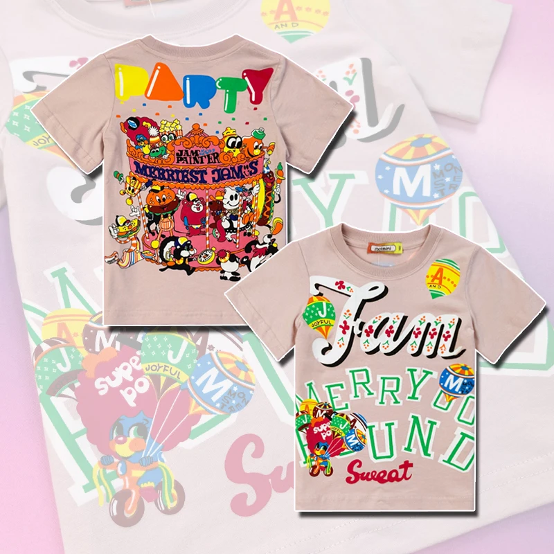 291游乐园短袖T恤潮牌亲子装夏季圆领纯棉半袖上衣时尚休闲童装