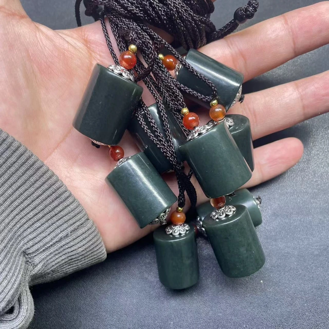 和田玉青玉桶珠财源滚滚来 多样性拍一发一