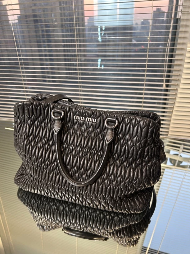 95新 MIU MIU/缪缪 黑银手提菜篮子