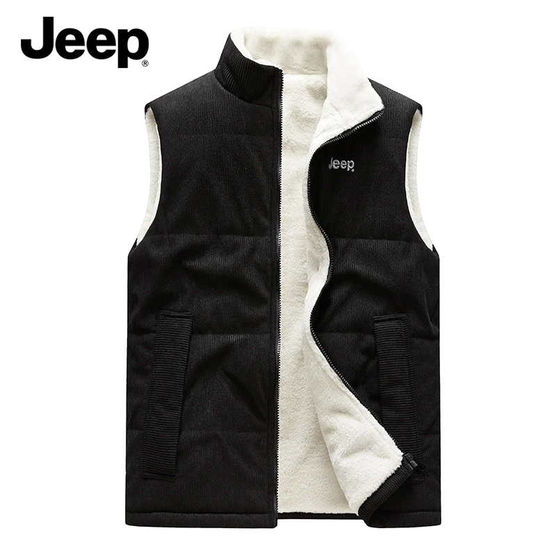 JEEP/吉普2025男士短款修身马甲保暖加绒加厚款宽松型常规款冬季