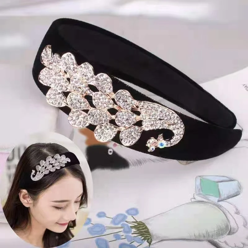 韩版水钻宽发箍头箍镶钻百搭发卡布艺发饰发带气质发夹发饰品巴洛