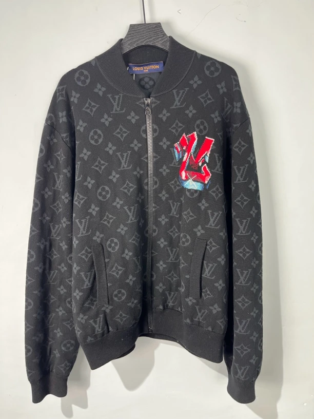 95新 LouisVuitton/路易威登 黑色老花满印涂鸦夹克外套 s码