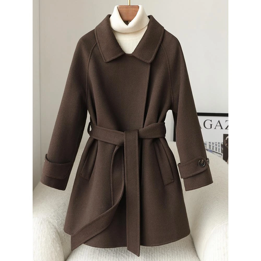 秋季穿搭双面羊绒女式中长服装2025秋冬新款高档女式小呢绒服装01