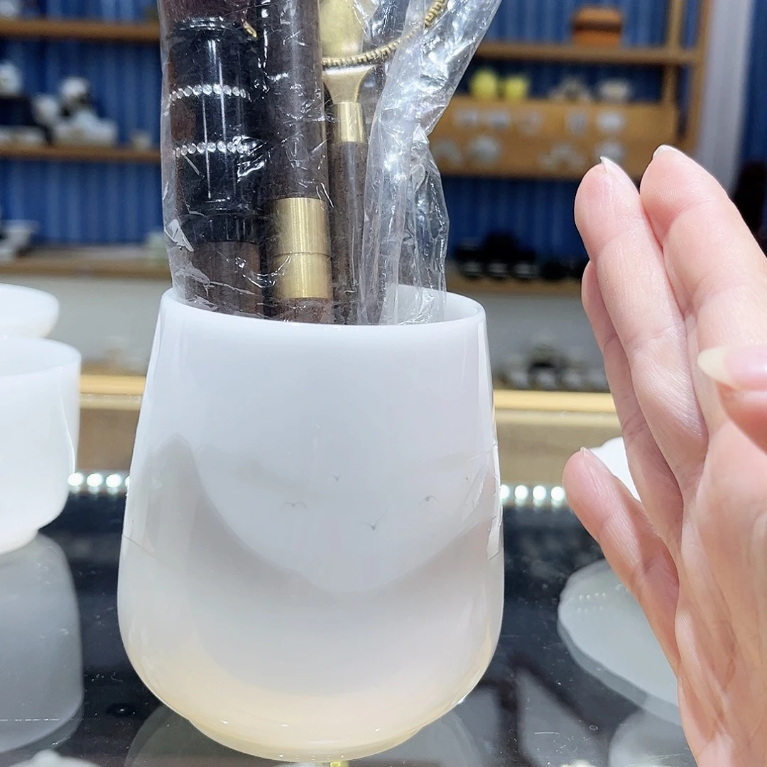 陶瓷冰种璞玉灰色山水6君子一套，和套装一起走