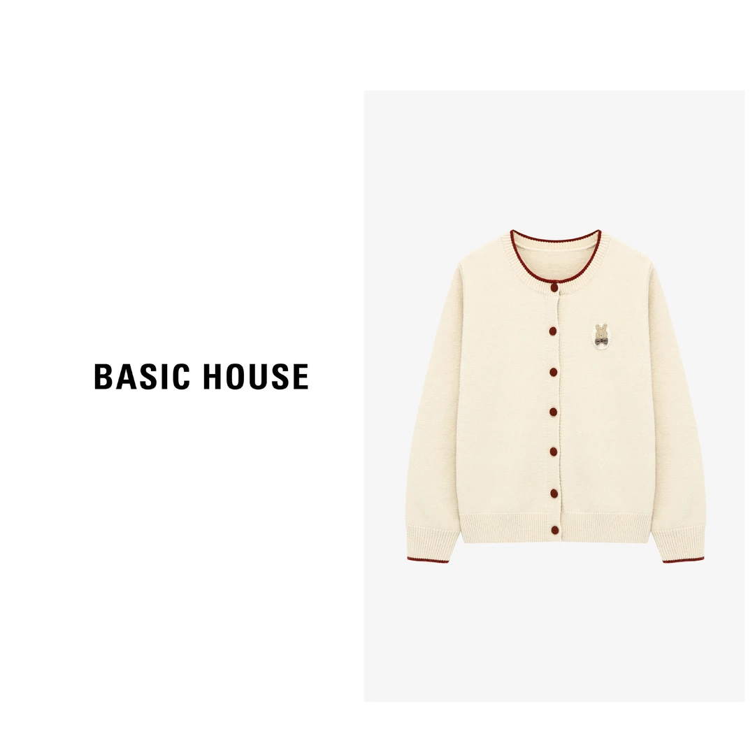 Basic House/百家好休闲圆领撞色百搭宽松简约毛衣-B0625H5H122